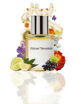 Balafren 006 şişesi; sıcak amber ve hafif baharat tonlarının çiçeksi notalarla birleşimini anlatan temsilî koku görseli.