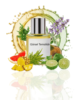 Doros Hajiron 003 aromatik koku yorumu; ananas, bergamot ve lavanta dokularını betimleyen temsilî ürün görseli.