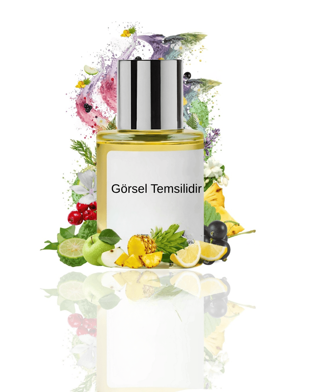 The Doros Avendor 010 meyvemsi ferah yorumu; ananas, bergamot, limon ve yeşil elma tonlarını betimleyen temsilî ürün görseli.