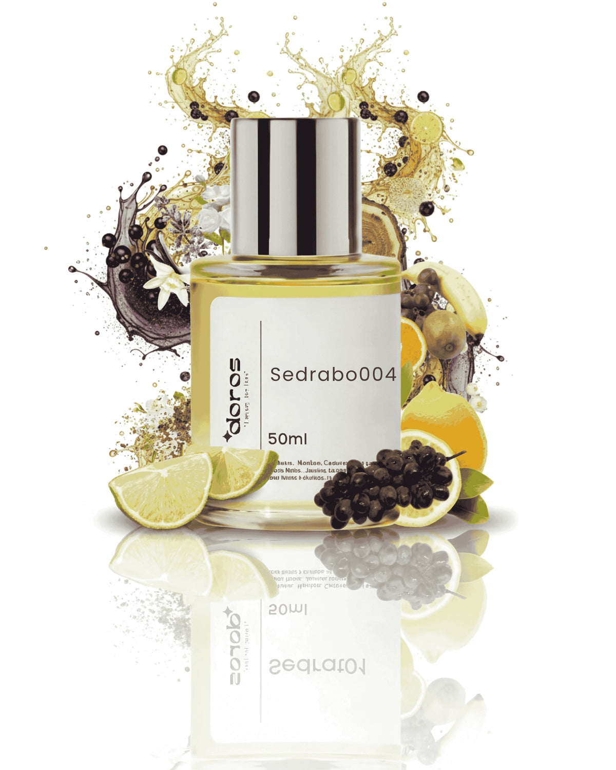 The Doros Sedrabo004 muadil koku – odunsu, meyvemsi ve misk dokunuşlarıyla modern zarafeti yansıtan kalıcı ve karakterli parfüm.