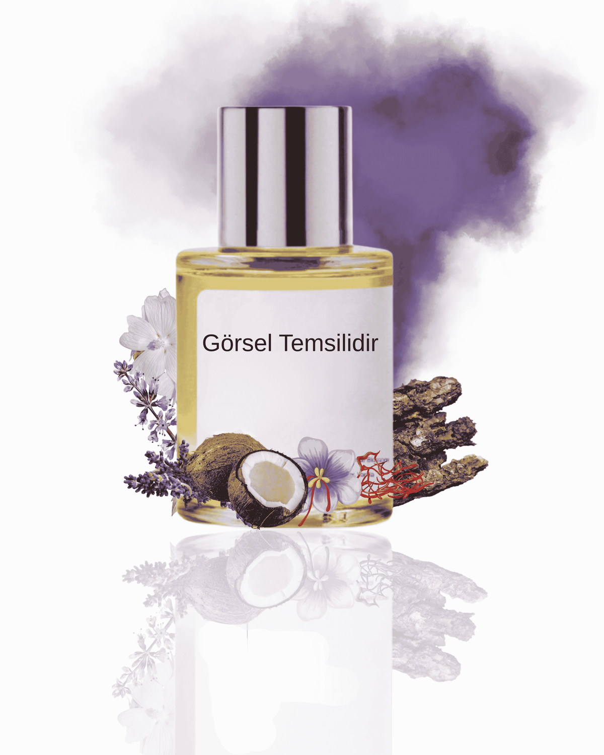 Oud, lavanta, hindistancevizi ve safran dokularıyla hazırlanan The Doros Oudgraton 038 koku sunumu. Odunsu ve modern bir kompozisyon görseli.
